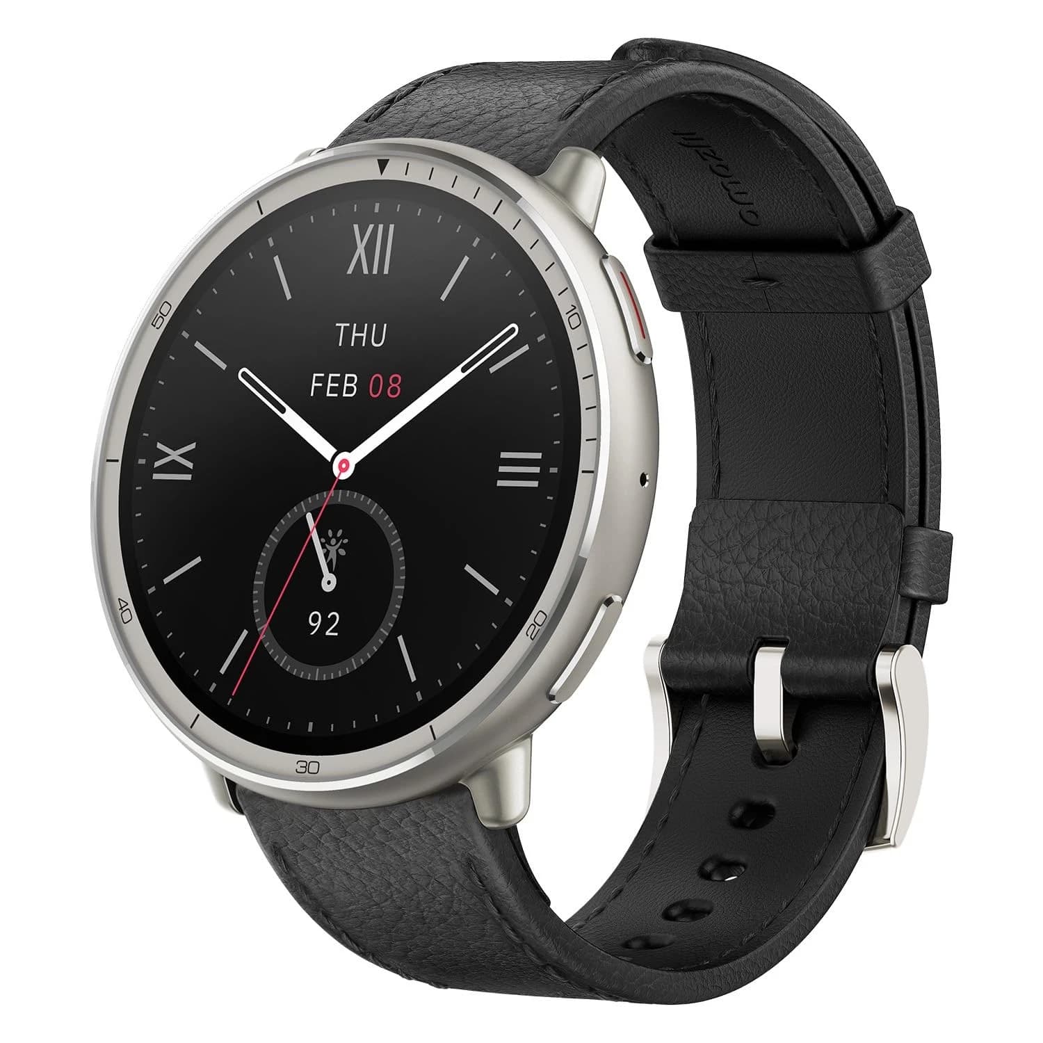 Amazfit Active 2 Smart Watch Round Black Leather Premium 44mm sp170073-C225