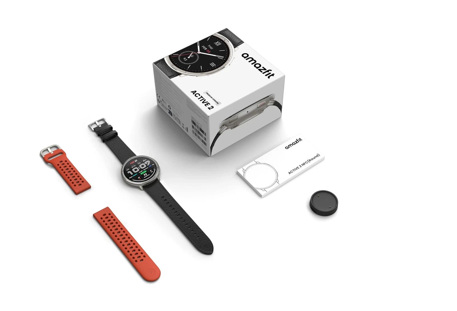 Amazfit Active 2 Smart Watch Round Black Leather Premium 44mm sp170073-C225 thumbnail 4