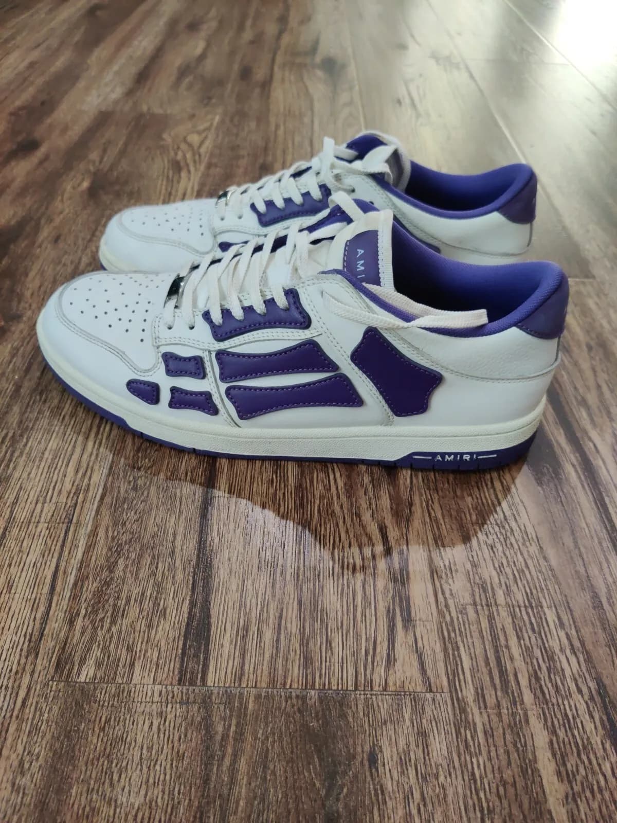 Amiri Skel Top Low White Purple Leather EUR 44 (US 11) PS22MFS003 - Image 1