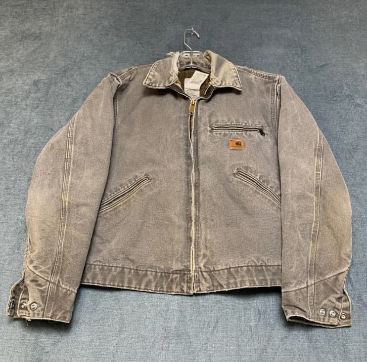 VTG Carhartt Detroit Jacket Mens Small Regular Faded Gray Outdoor Blanket Lined - Image 1